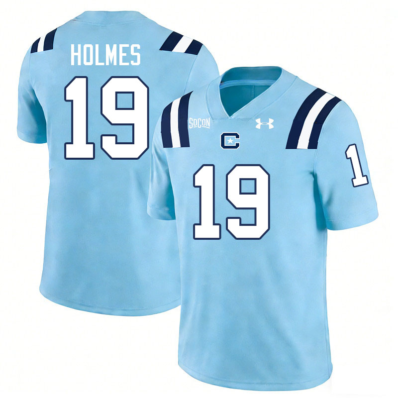 The Citadel Bulldogs #19 Jeremiah Holmes College Football Jerseys,Uniforms-Light Blue